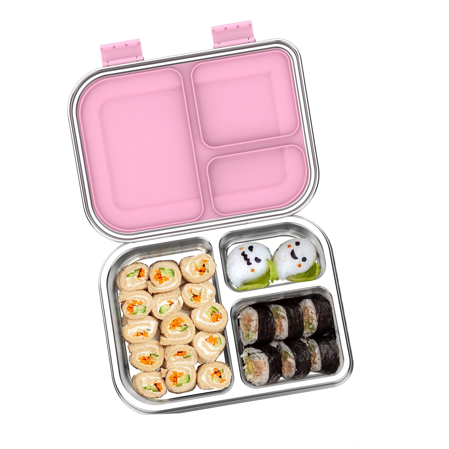 TOURPOR Stainless Steel Bento Box for Kids 1000ml - 3 Compartment Lunch Box for Adults, Leakproof Food Container, BPA-Free Metal Lunch Box with
