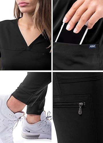 Miniatura 5 de Adar Pro - Conjunto de ropa quirúrgica que facilita el movimiento para mujer, blusa quirúrgica con cuello en V en corazón y pantalón quirúrgico