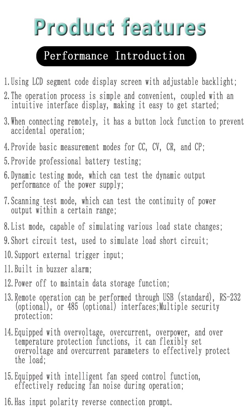 YERTAI 200W Signal Channel Electronic Load Tester 200W,0-180v 0-30A Battery Tester.Switching Power Supply,Linear Power Supply USB Communication,Black Color,ET5407A+