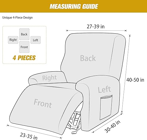 Miniatura 5 de cjc Fundas de terciopelo para sofá reclinable con sección de terciopelo, funda elástica de felpa para sofá reclinable, fundas para sofá de 3 plazas,