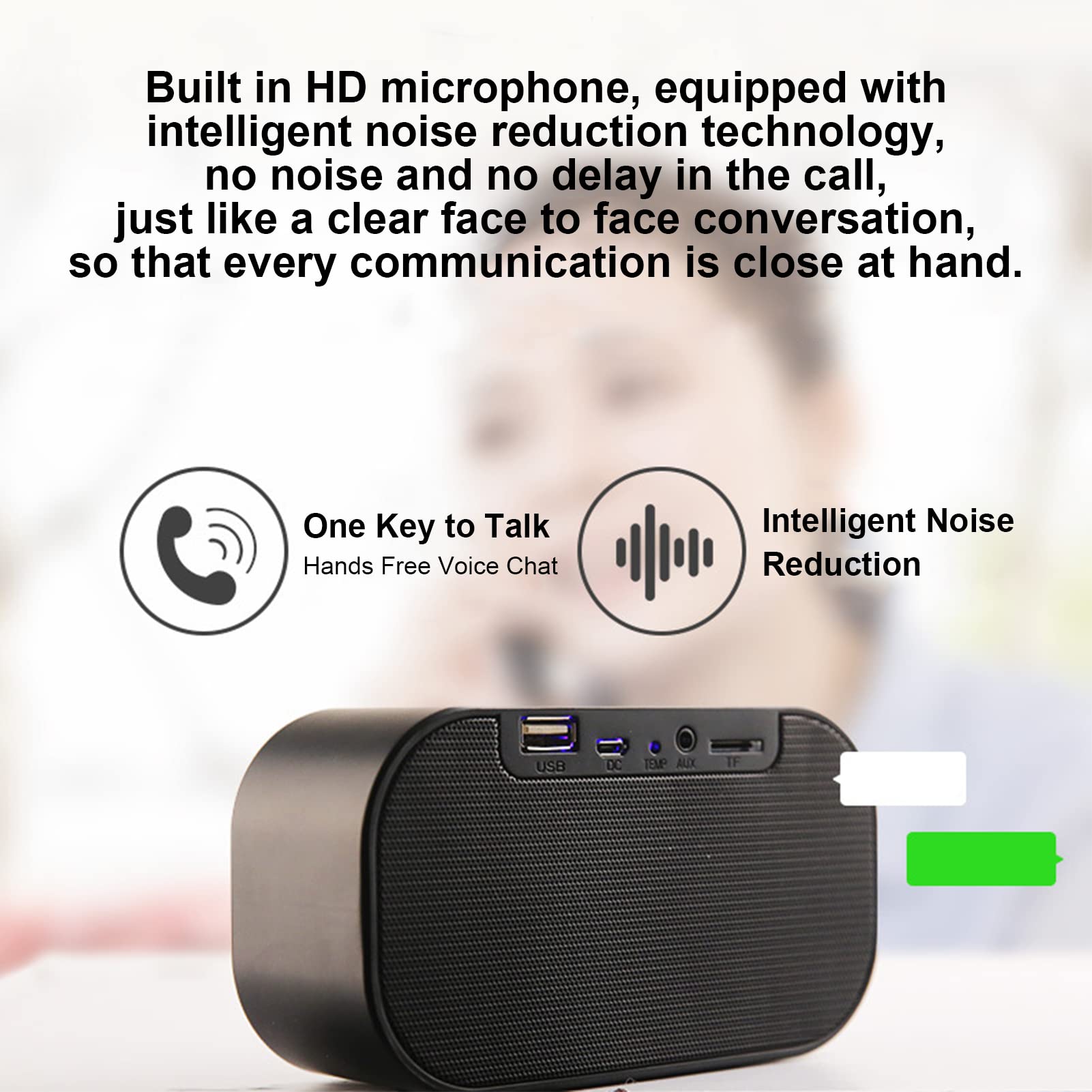 Despertador Altavoz Bluetooth Altavoz Inteligente con Reloj con 3 Niveles de Brillo Ajustables, Micrófono HD Integrado para Dormitorio Camping (Negro)