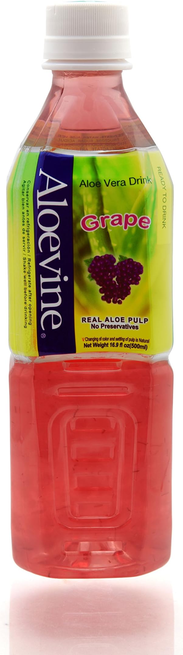 Aloevine Grape Flavored Aloe Drink with Real Aloe Pulp, 16.9-Ounce (Pack of 20)