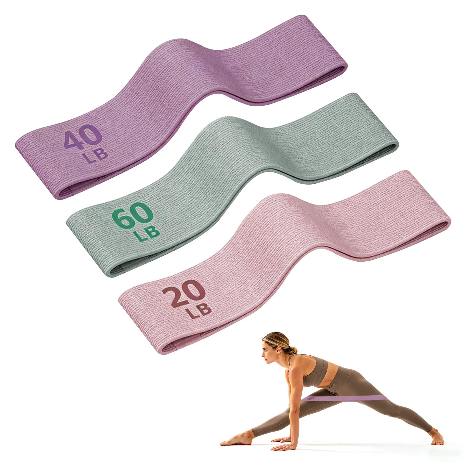 3Pcs Resistance Bands for Women,Non-Slip Fabric Booty Bands,3 Strength Levels Exercise Band for Hips Legs Glutes Yoga Fitness Pilates Workout Men Women
