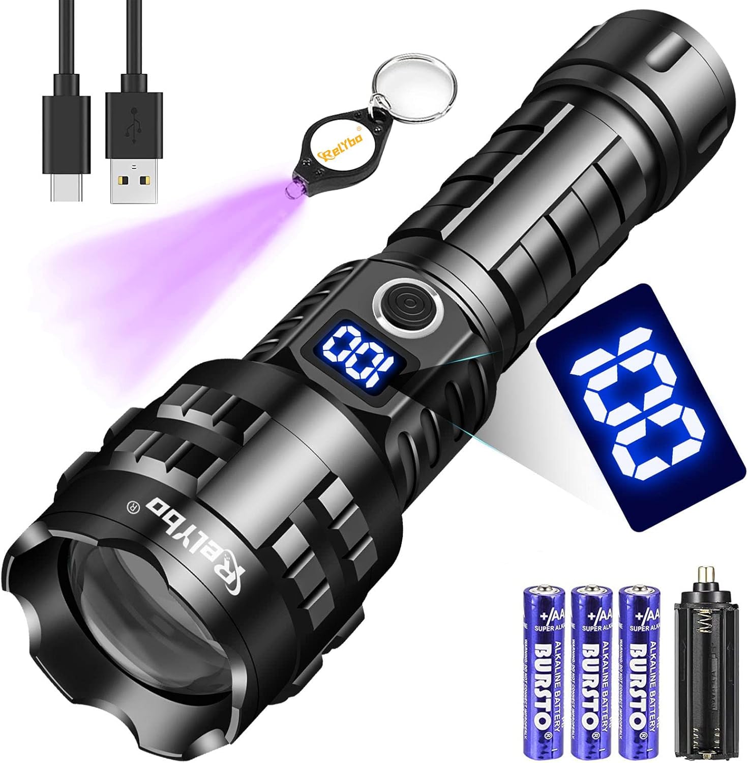 YXQUA Linternas LED Recargables, Linterna Táctica LED S1200 De Alto