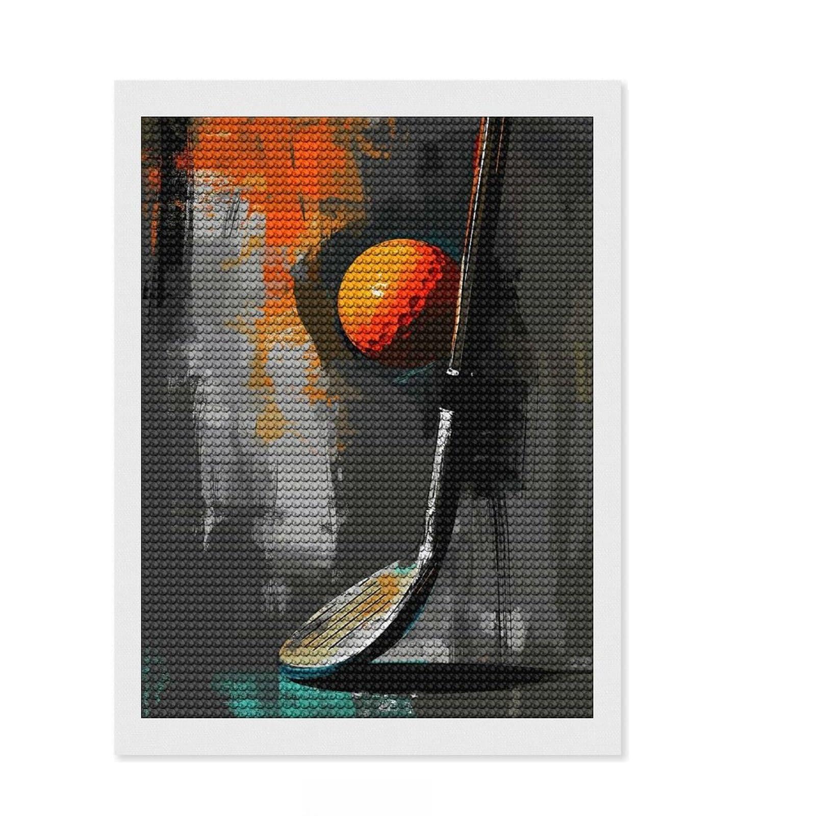 Junmoney Golf Round Drill Diamond Painting 12"x16", for Adults, Calming Craft to Unwind, Vintage Style Decor, Christmas Gift