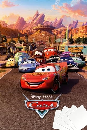 Miniatura 8 de Carros - Póster de película Pixar (estilo regular, Rayo McQueen y sus amigos) (tamaño: 24 x 36 pulgadas) Sin marco,Póster laminado,Tiras laminadas