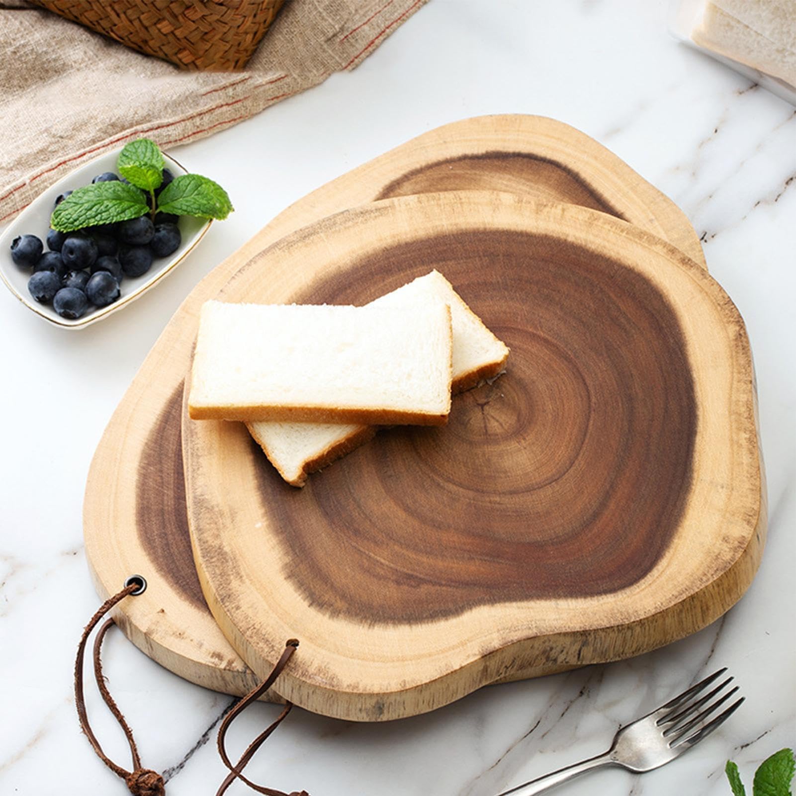 Tabla de cortar de madera de doble cara, bandeja de servir irregular de 1 pulgada de grosor, apta para lavavajillas, perfecta para presentación de queso y embutidos en casa o cocina