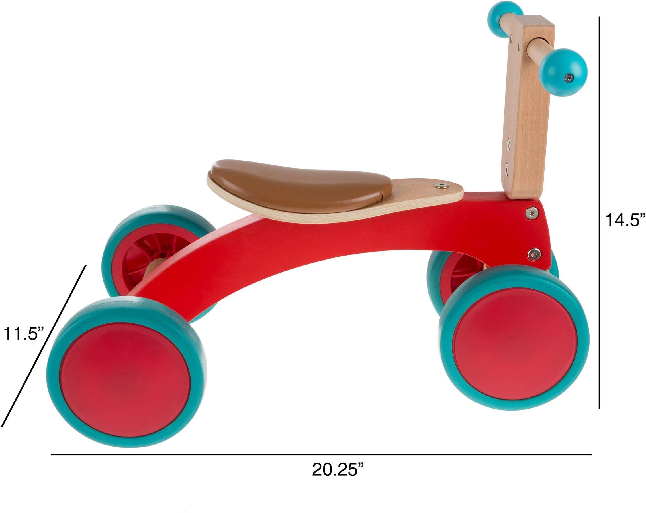 Happy Trails Walk and Ride Wooden Balance Bike for 18M+ - Ride, Push, or Pull Toy- Perfect for Boys and Girls