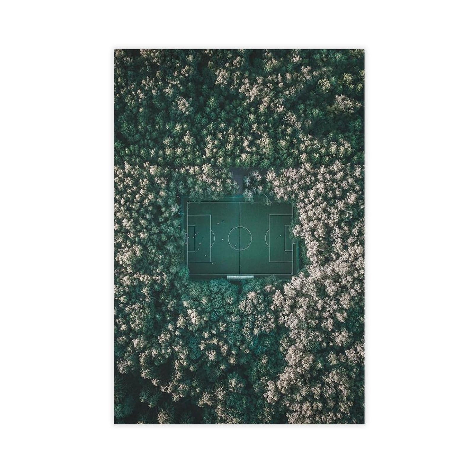 Flamint Unframe Soccer Pitch Aerial Forest Football Field Canvas Poster Bedroom Decor Landscape Office Room Decor Gift 20" L X 30" W