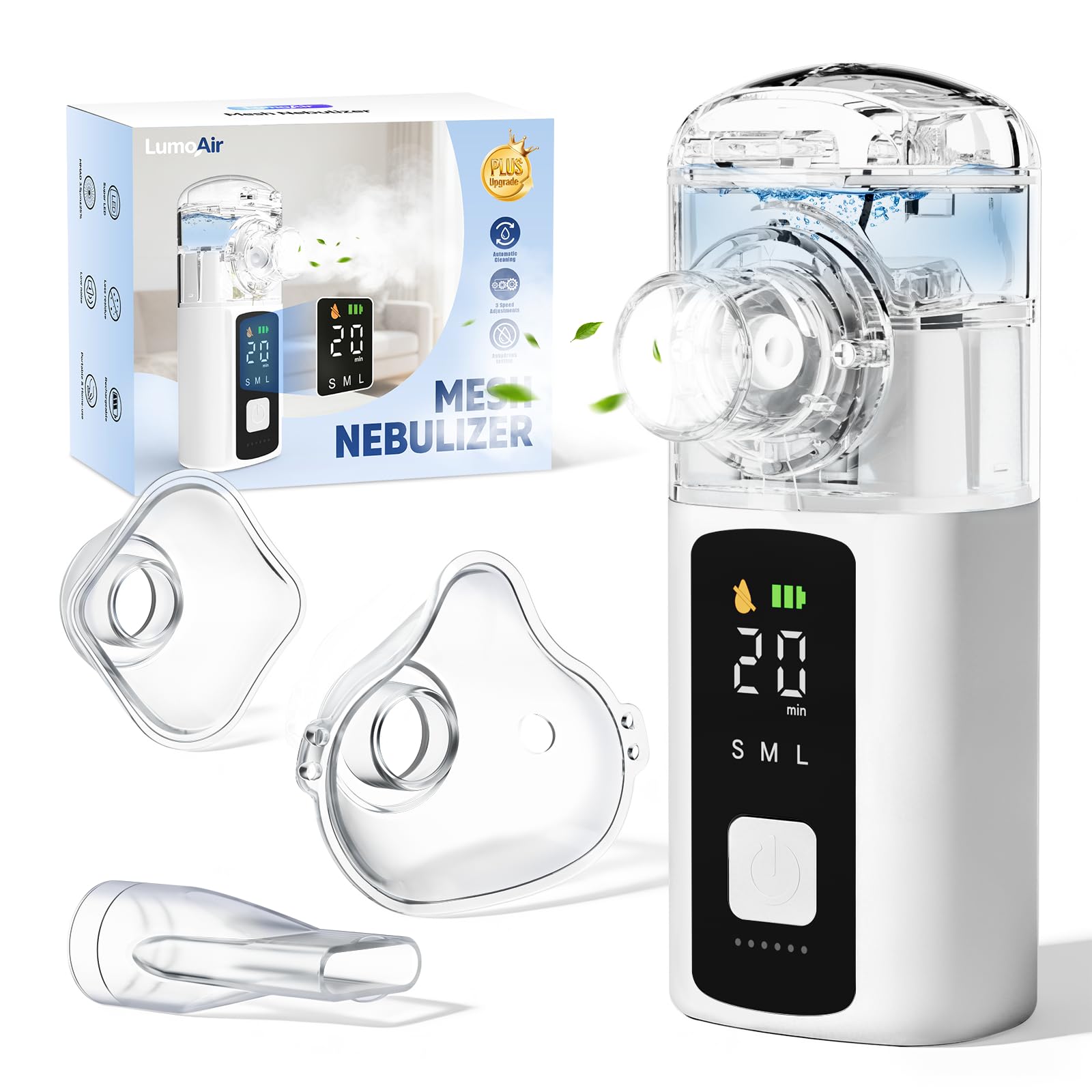 Inhaliergeräte für Erwachsene Inhalationsgerät Kinder LED Bildschirm Inhalator Anti-Trockenlauf Vernebler Inhaliergerät Kinder mit Selbstreinigungsfunktion,Leise Inhalationsgerät Erwachsene