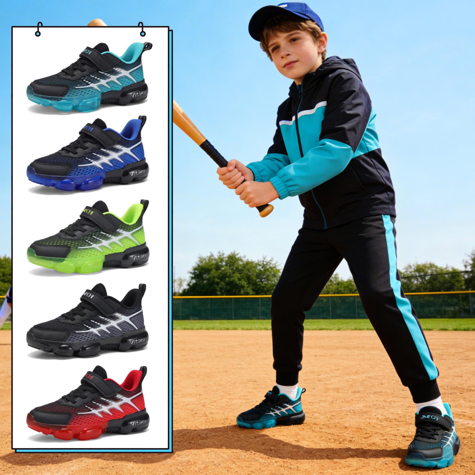 JMFCHI Kinder Sneakers Jungen Turnschuhe Sportschuhe Mädchen Laufschuhe Mesh Atmungsaktiv Freizeit Hallenschuhe