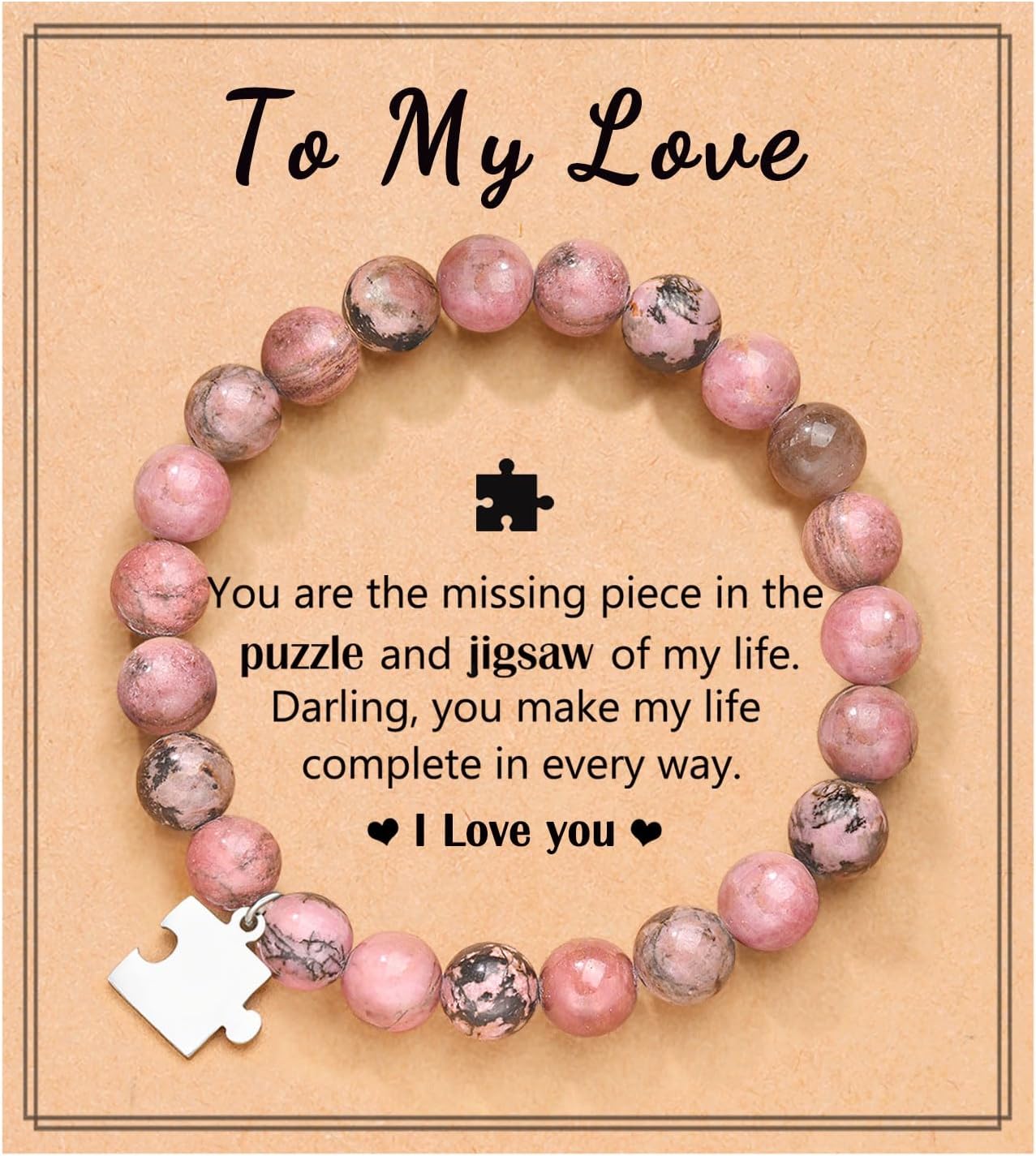 UNGENT THEM You Are The Missing Piece of The Puzzle in My Life Bracelet - I Love You Gifts for Her Women on Birthday Christmas Anniversary Valentines Day