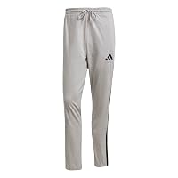 adidas Uomo Essential Three Stripes Single Jersey Pants, Medium Grey Heather/Black