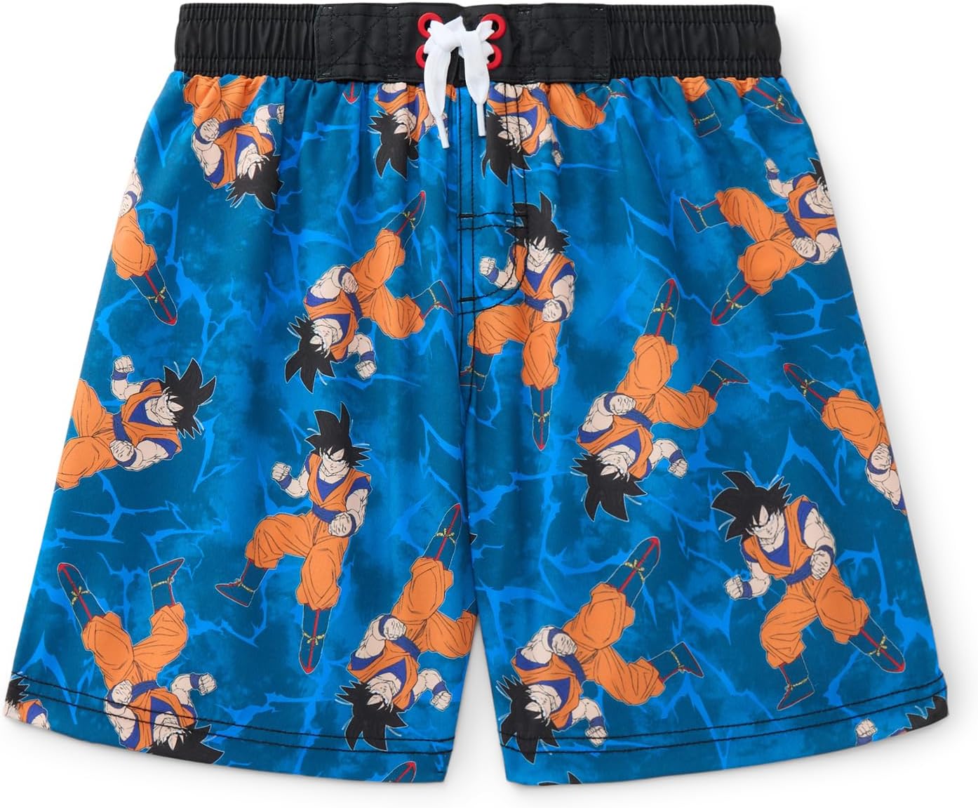 Dragon Ball Z Boys Bathing Suit All Over Print Swim Trunks Energy Blue Son Goku