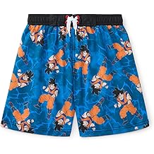 Dragon Ball Z Boys Bathing Suit All Over Print Swim Trunks Energy Blue Son Goku