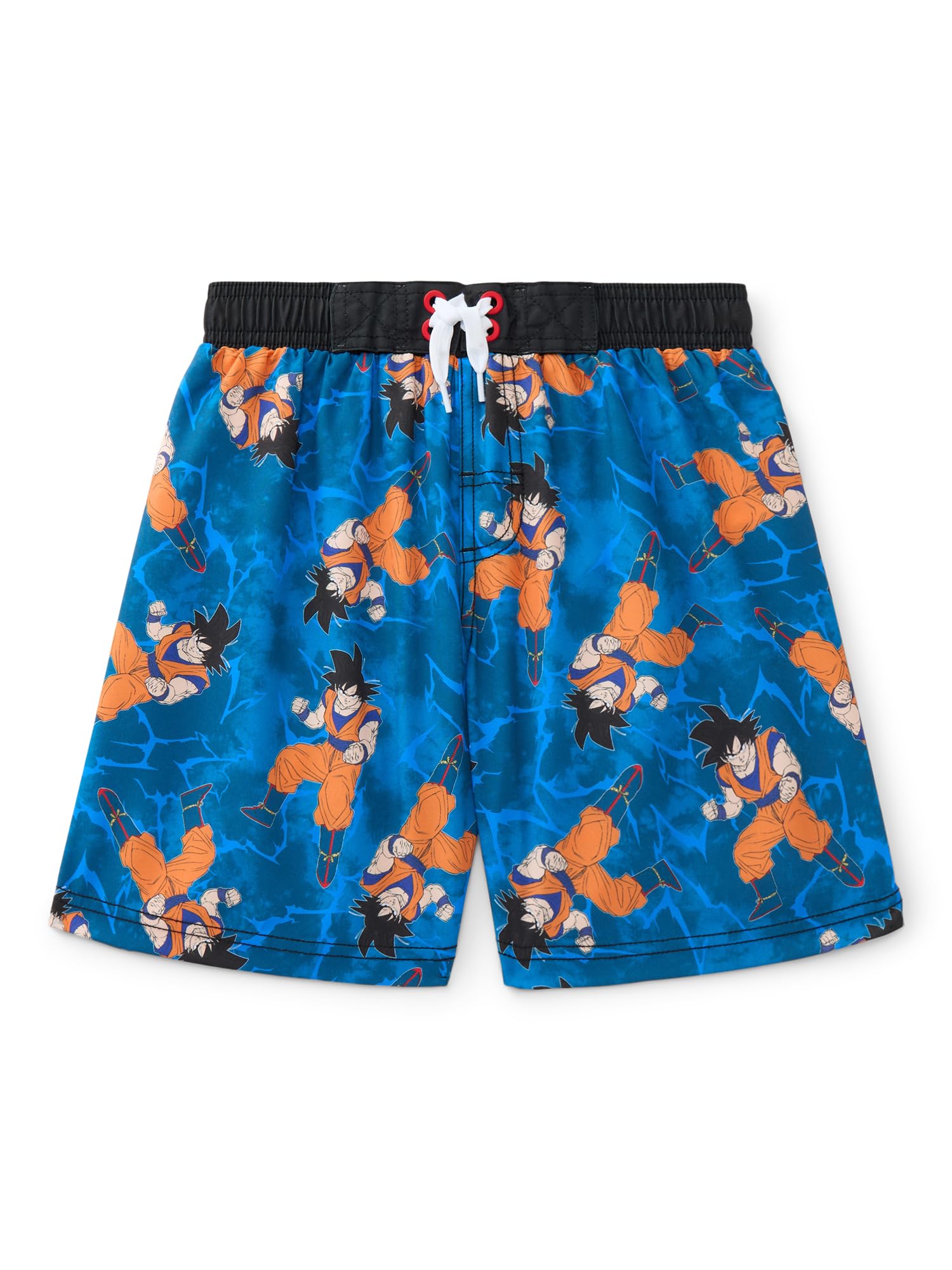 Dragon Ball Z Boys Bathing Suit All Over Print Swim Trunks Energy Blue Son Goku