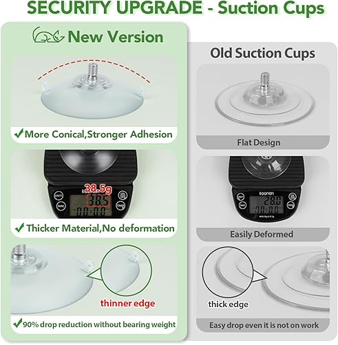 Miniatura 4 de Pupagree Percha plegable para ventana de gato de 24 pulgadas para gatos grandes, hamaca inalámbrica para gatos con 4 ventosas, hamaca de ventana con