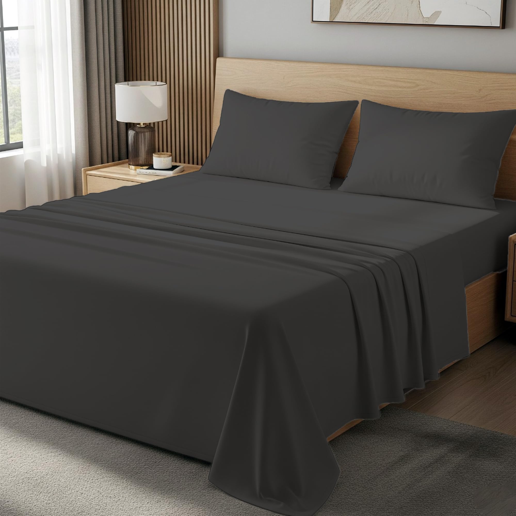 100% Egyptian Cotton 400TC Double 3PC Flat Sheet Set, Skin Safe