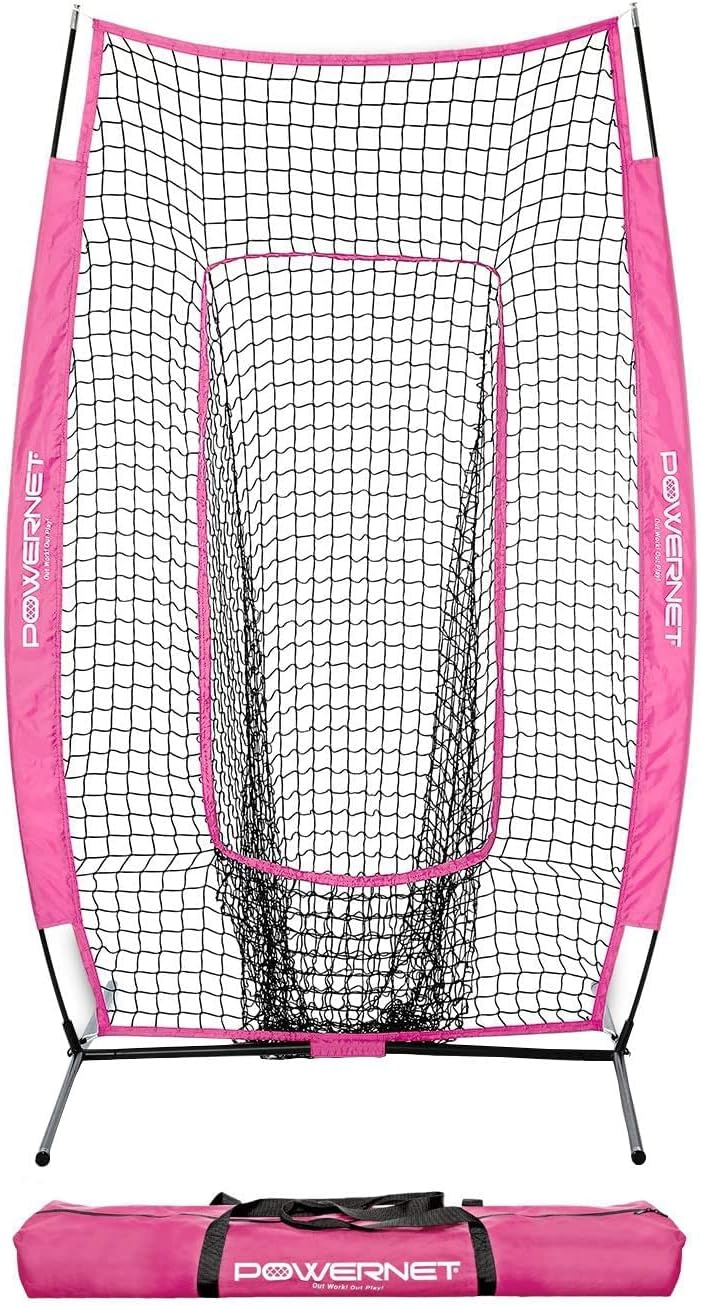 Infielder Training Baseball Softball Net 4x7 (Pink) Throwing