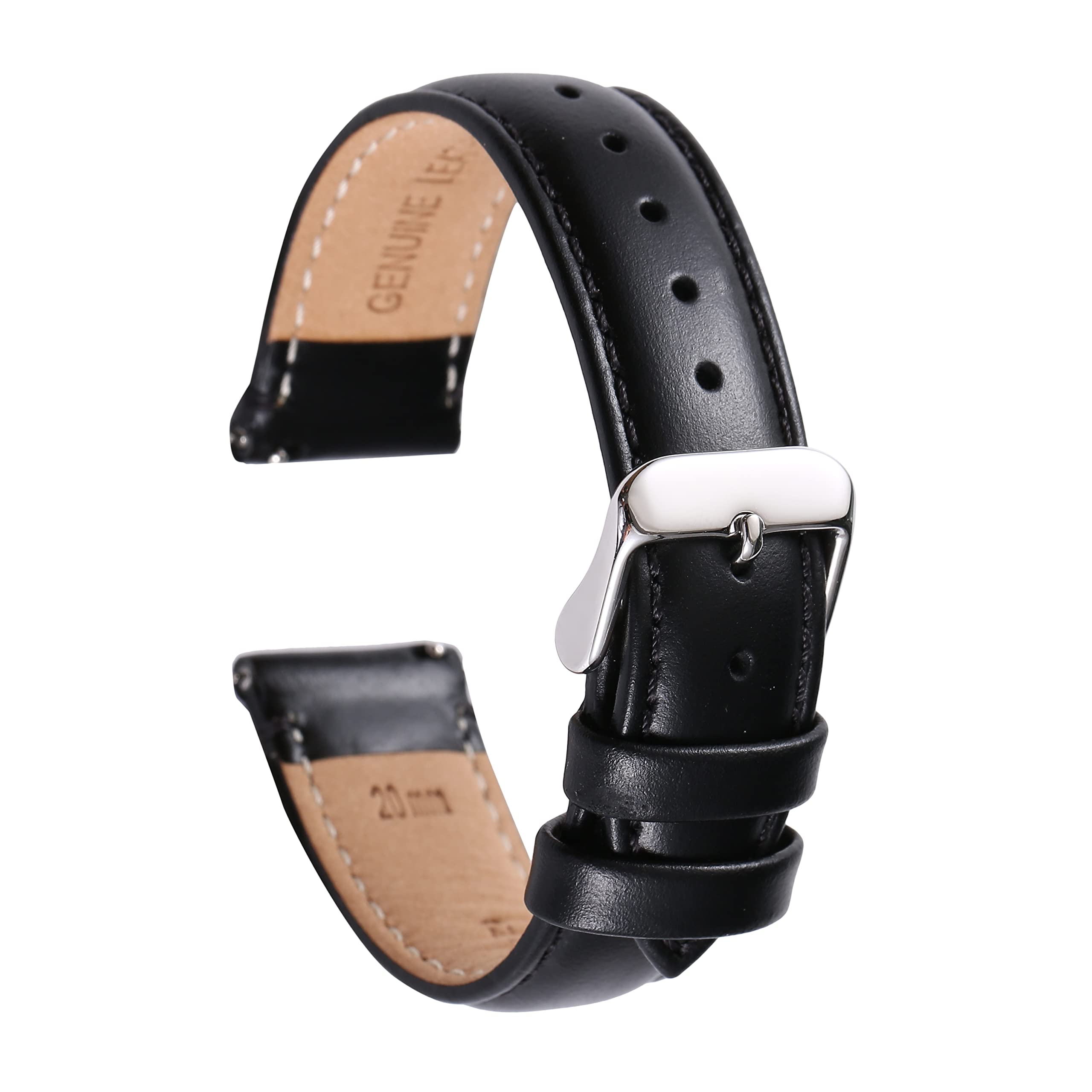 PURPLE FURZE Genuine Leather Watch Wrist Strap - Multicolour Replacement Band For Men Women Unisex With Quick Release Hardware - 14mm 16mm 17mm 18mm