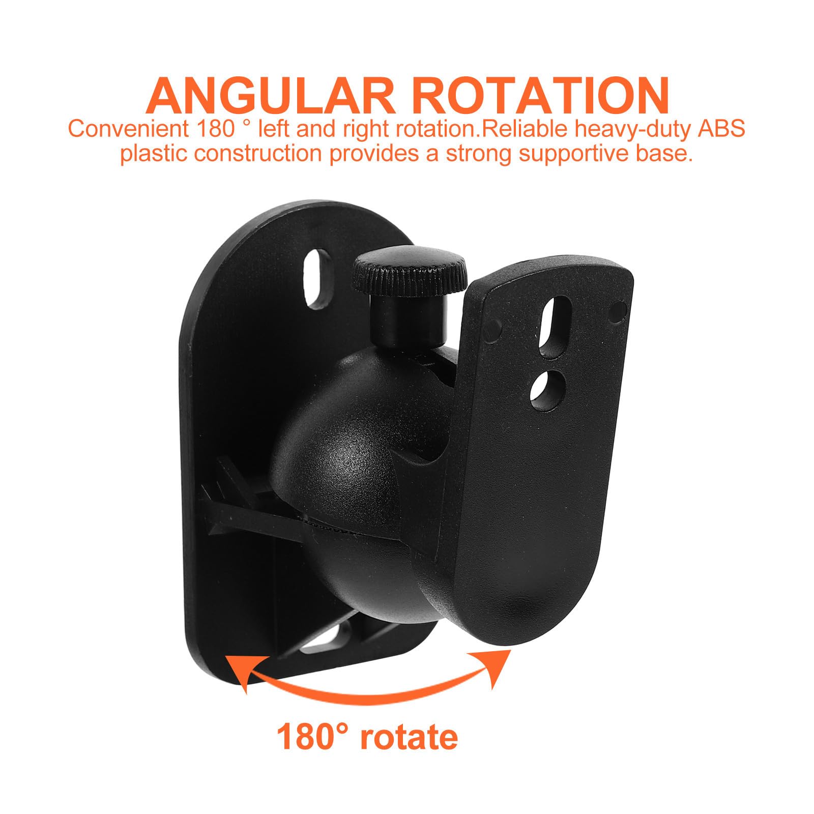 Support Mural Construction Robuste Rotation et Inclinaison Réglables en ABS Noir 6 Pièces pour Fixation Lourde pour Enceintes Surround Cuisine ou Camping-Car