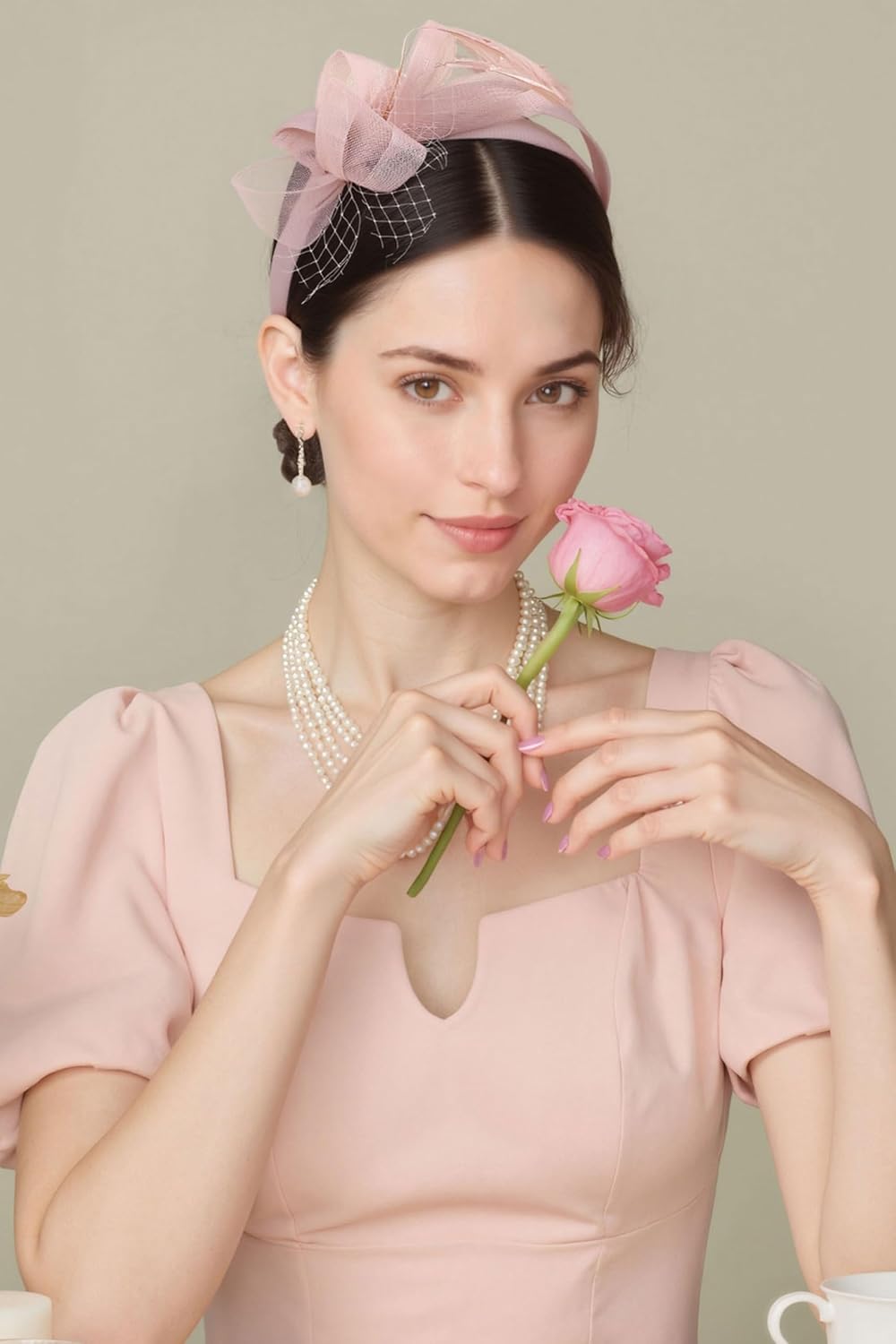 BABEYOND Fascinators Hats for Women - Tea Party Hat Kentucky Elegant Tulle Feather Ribbon Bridal Wedding Derby Headband - Image 4