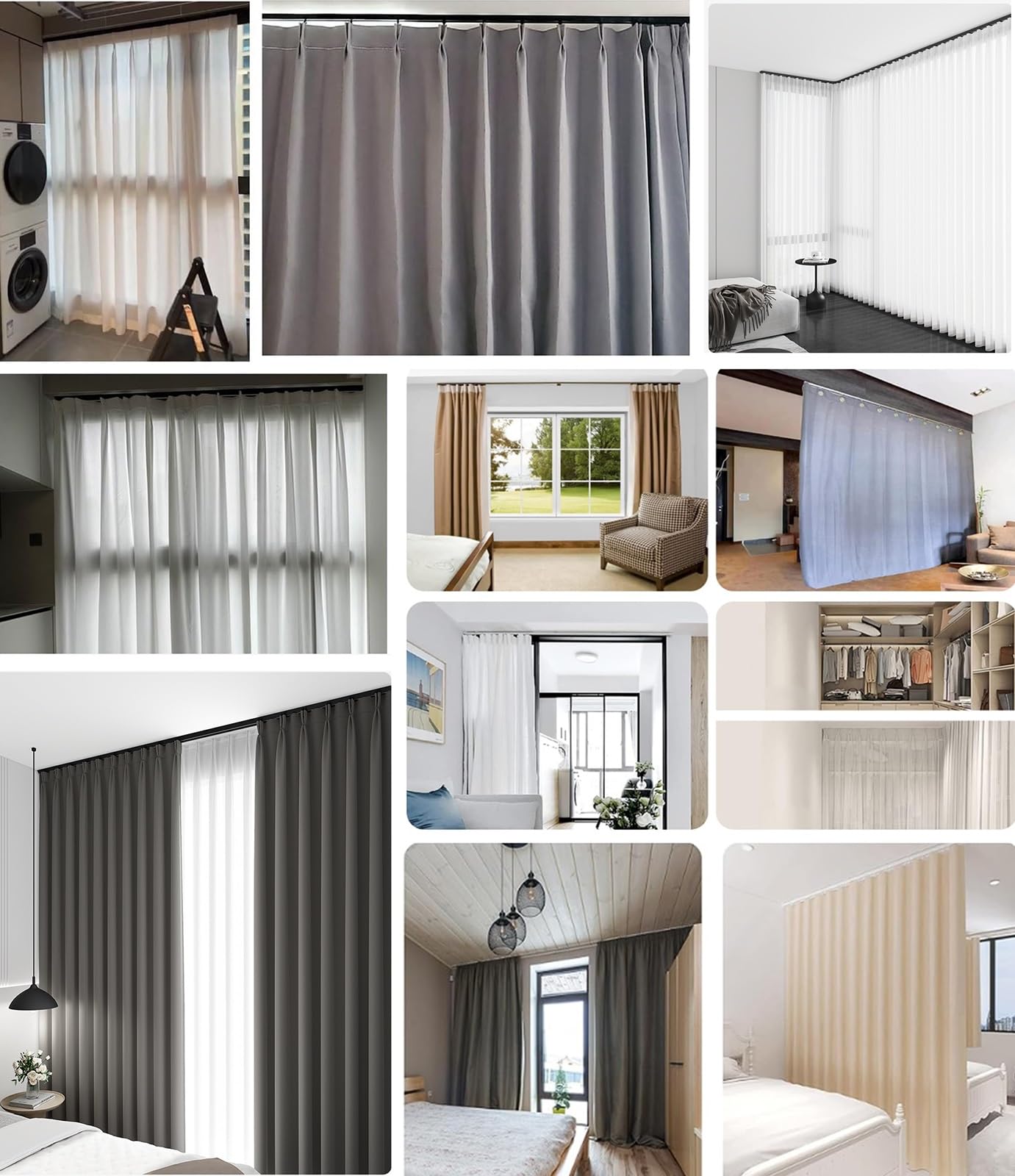 V-S Tringle à rideaux réglable en métal antirouille pour maison, dortoir et espaces commerciaux Finition noire 4 à 12 m