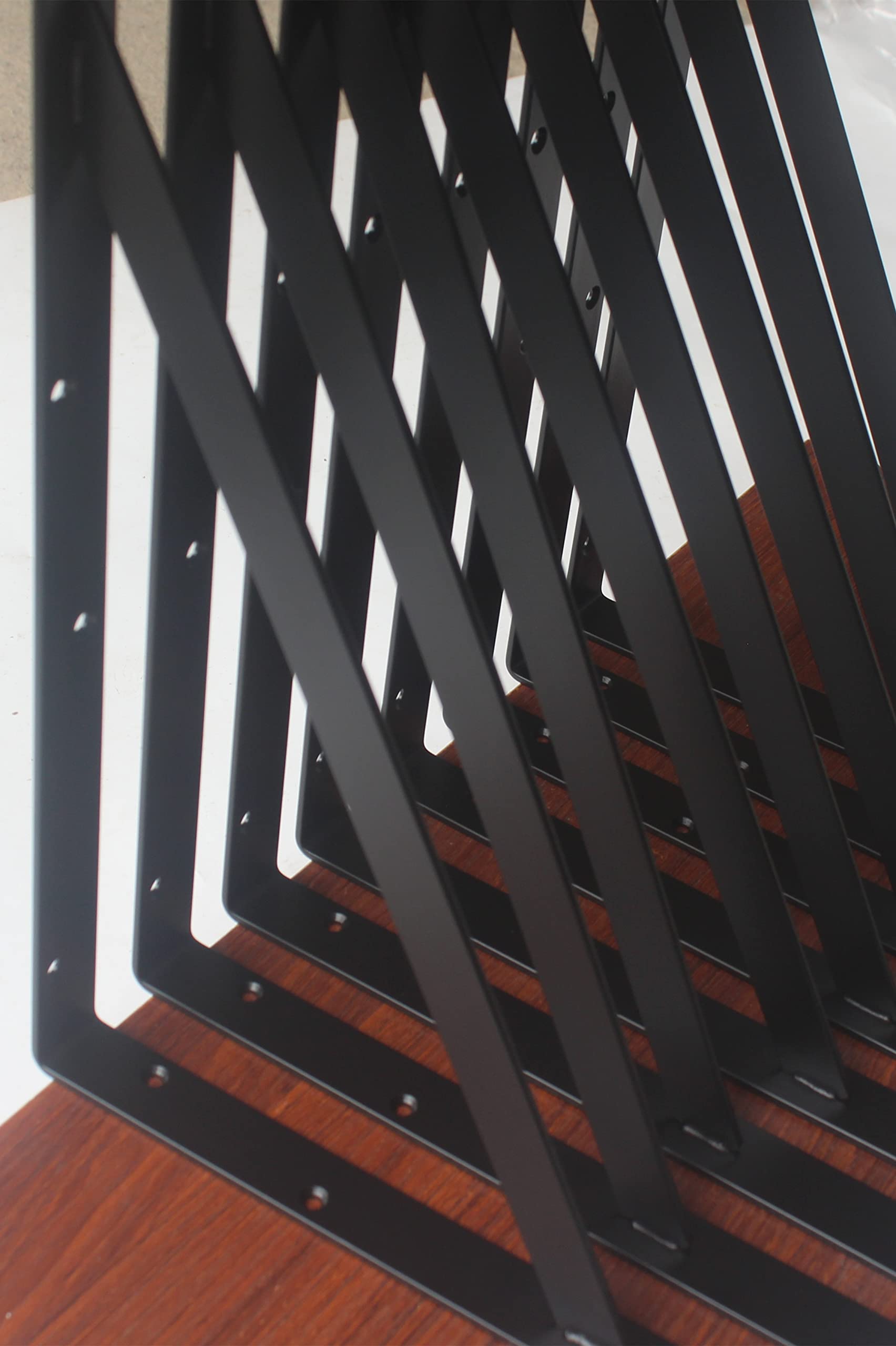 8 Pack L16" x H 10" Black Heavy Duty Shelf Brackets with Screws Metal Shelf Brackets Shelf Support Angle Brackets for Shelves L Brackets Heavy Duty Floating Shelf Brackets