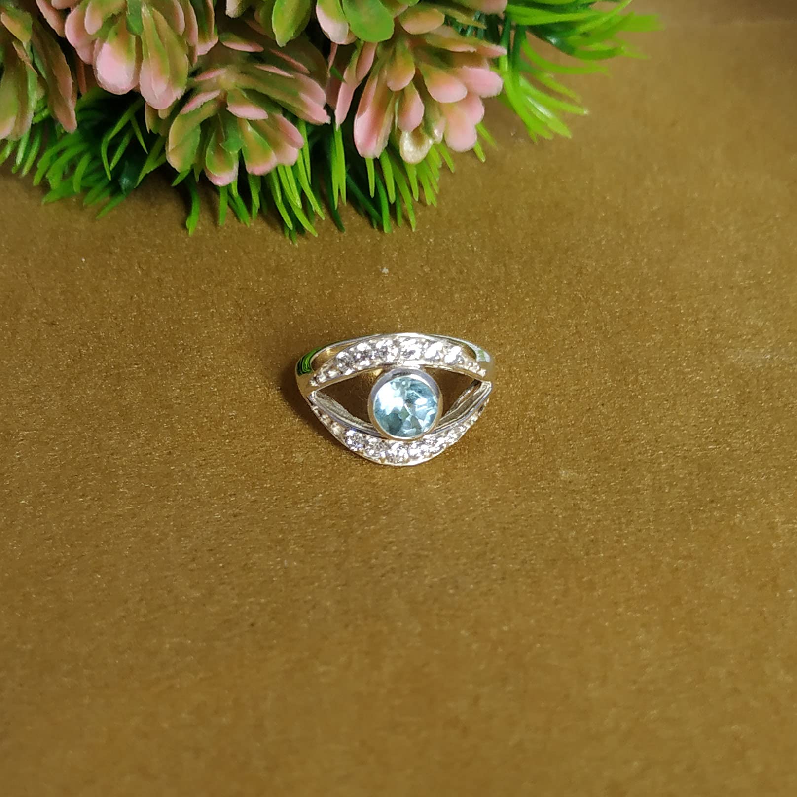 Gute Edelsteine ​​runde Form facettierter himmelblauer Topas Sterling Silberringe - liefern Vml Schmuck feine Verkaufsartikel Geschenk für Muttertag Namensring SR-BTOCZ-FC-1124-50de