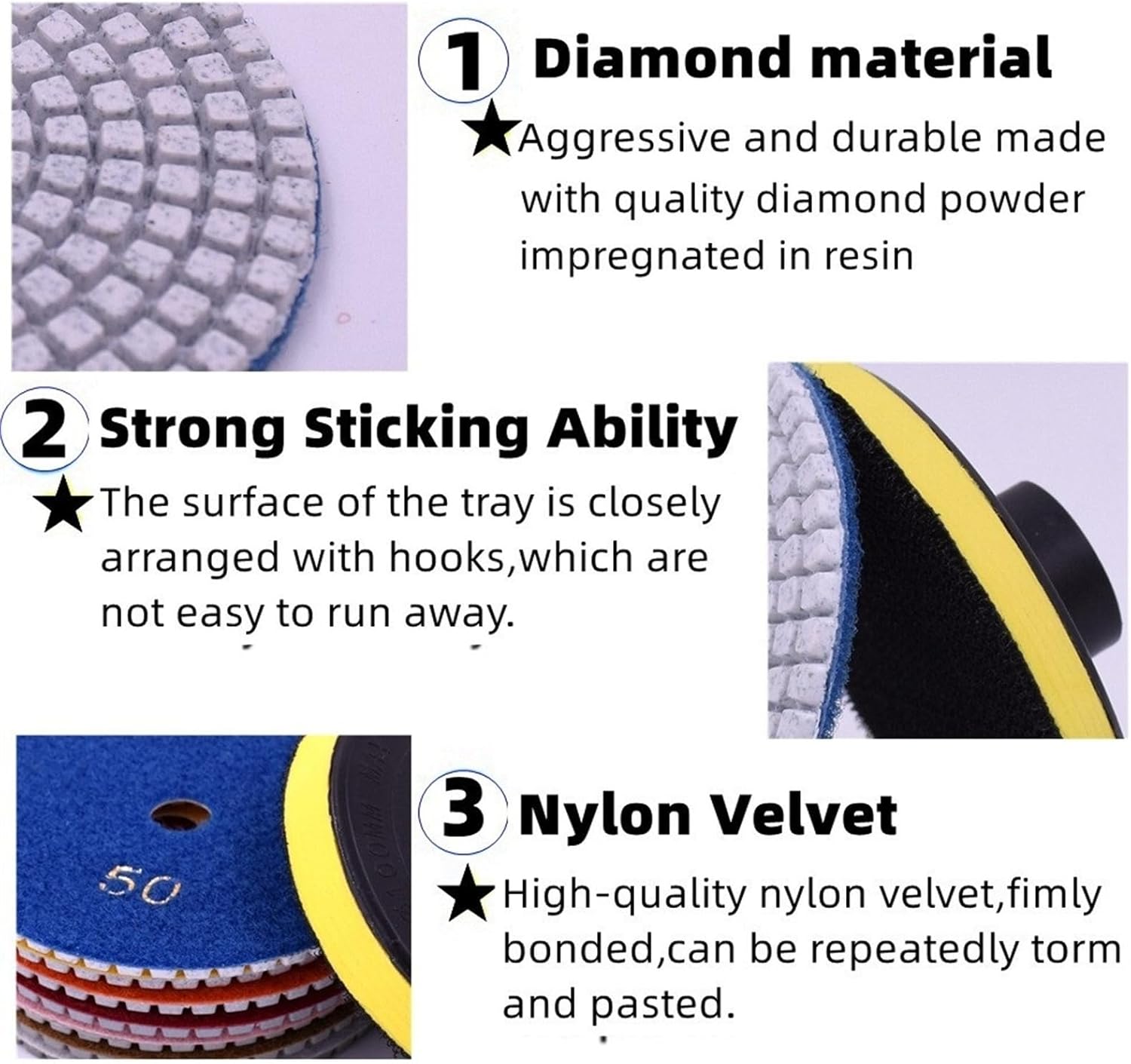 3inch 4inch 80mm 100mm Diamond Polishing Pad Wet Buff Disc Abrasive for Sanding Marble Granite Concrete Grinding Countertop Stone (Color : Mix 17 pieces, Size : 4inch)