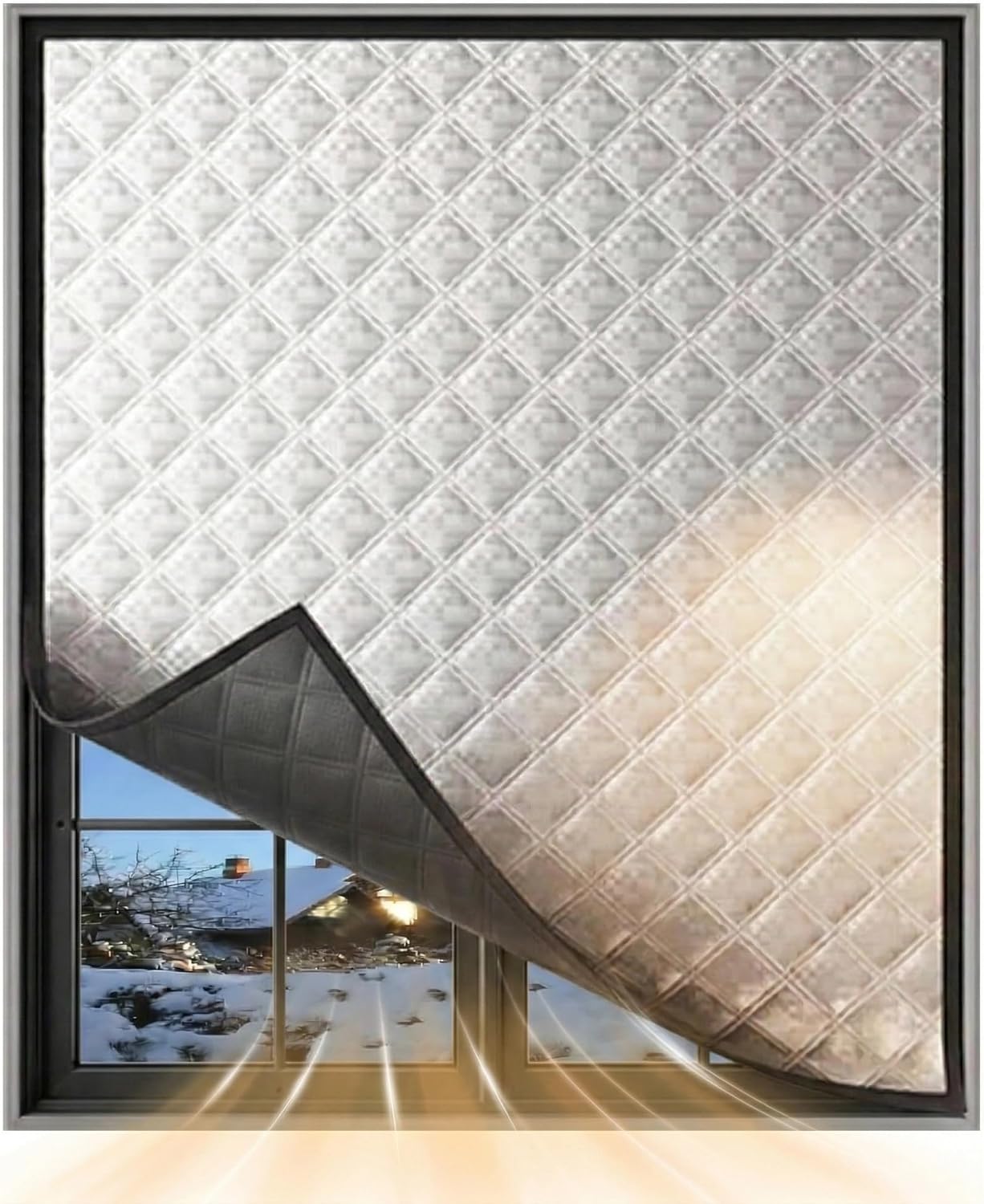 Window Insulation for Winter - 39*59in Blackout Curtain, Soundproof Curtains, Oxford Cloth and Cotton Fiber Filled, Black Out Shades for Living Room Bedroom (Gray )