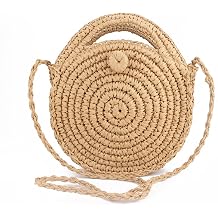 Teeya Straw Crossbody Bag Women Weave Shoulder Bag Round Summer Beach Purse and Handbags