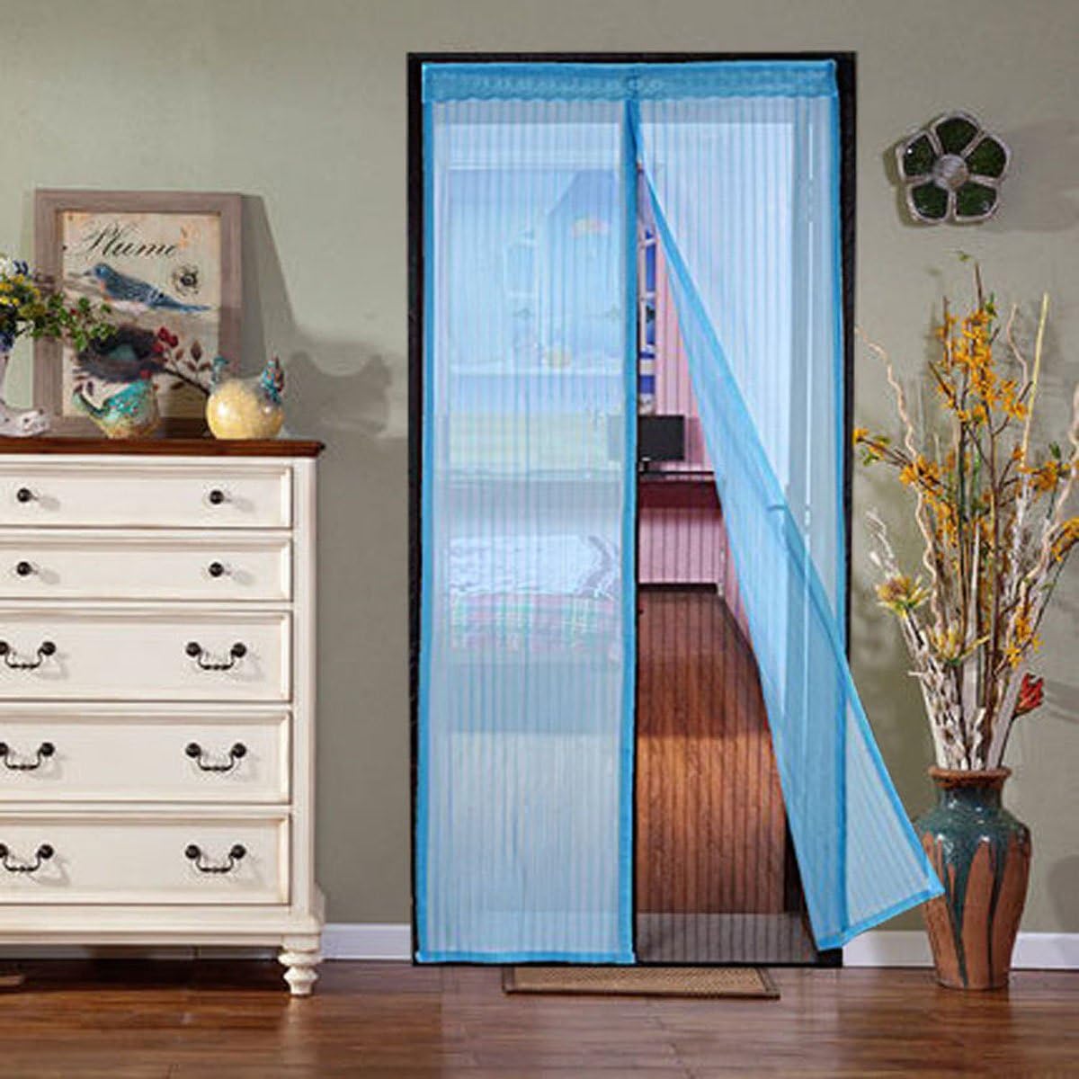 YUNGUI Magnetic Screen Door-Fits door 38"X82" Magic Curtain Door Mesh Heavy Duty Mosquito & Bug Net Curtain Mesh Hands Free Fly Bug Insect Screen Dog Pet Door Spring,Blue