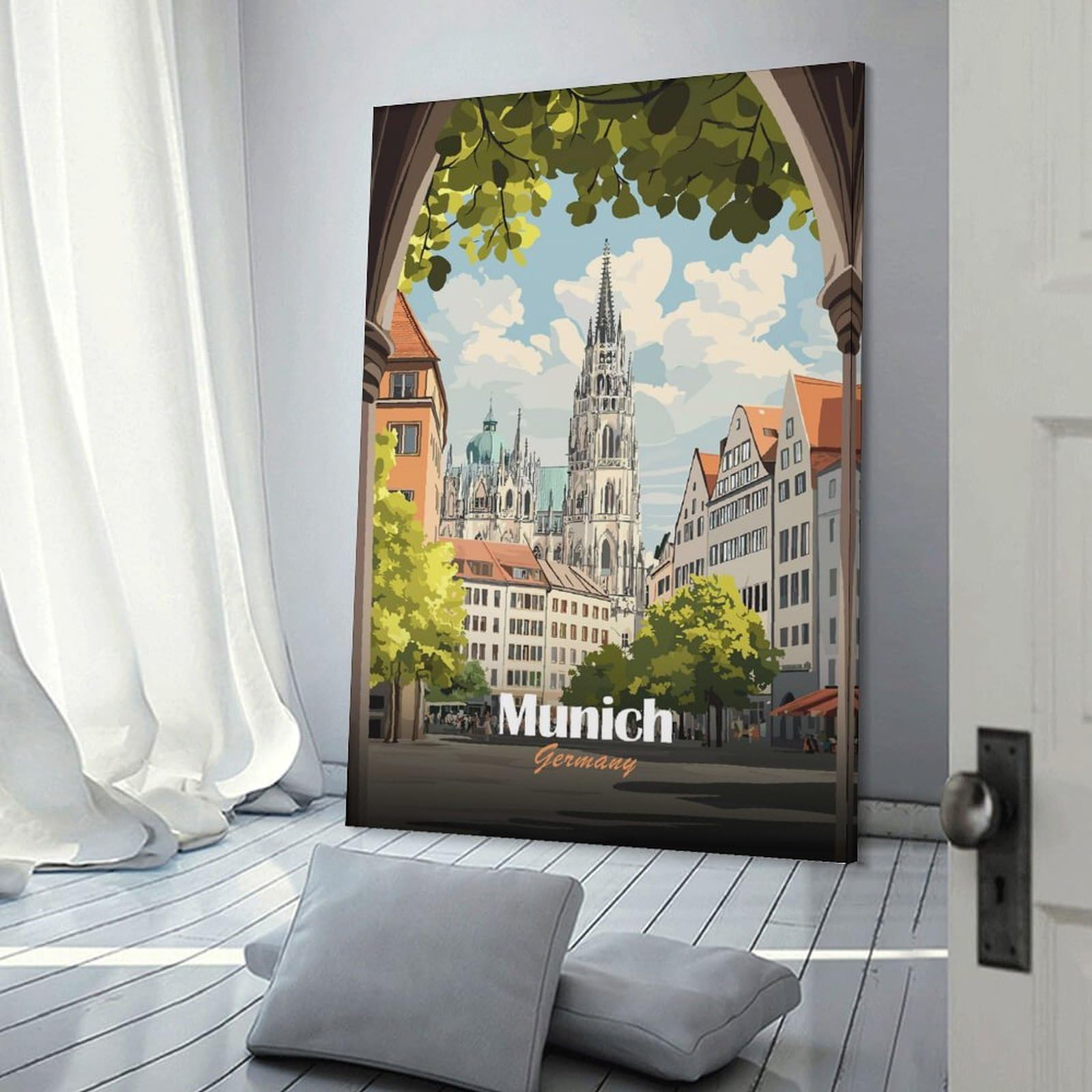 Junmoney Munich, Germany Travel Canvas Art Print, 24x36inch(60x90cm), for Wall Displays, Bedrooms Or Room Updates, Home Wall Art for Statement Displays