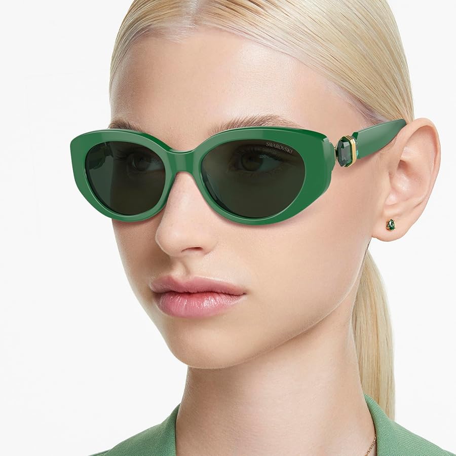 Swarovski Women's Sk6002 Oval Sunglasses, Dark Green/Azure