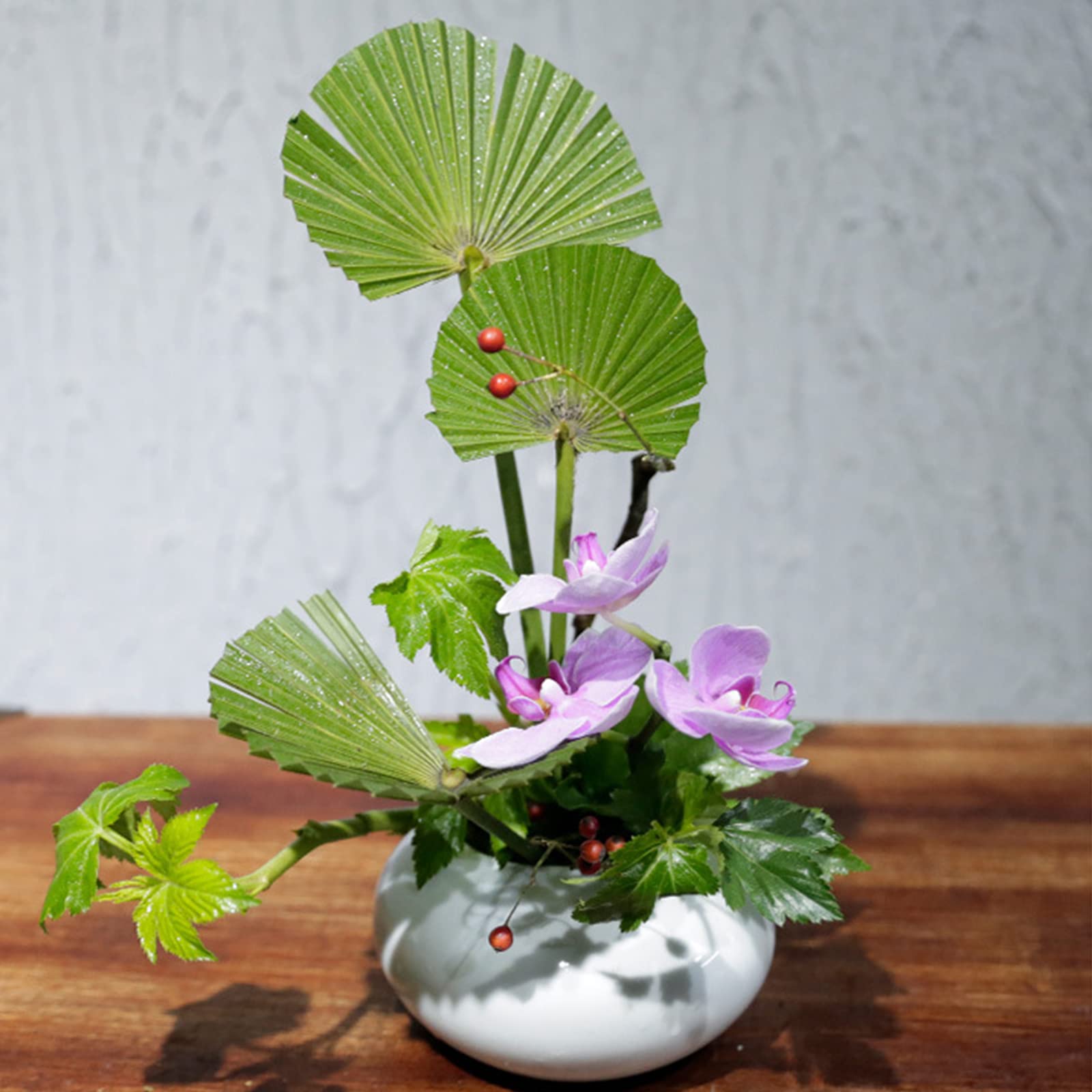 WANDIC - Set di 1 fioriere Rotonde con Rana e Vaso in Ceramica per composizioni Floreali Ikebana, Decorazione per casa, Ufficio