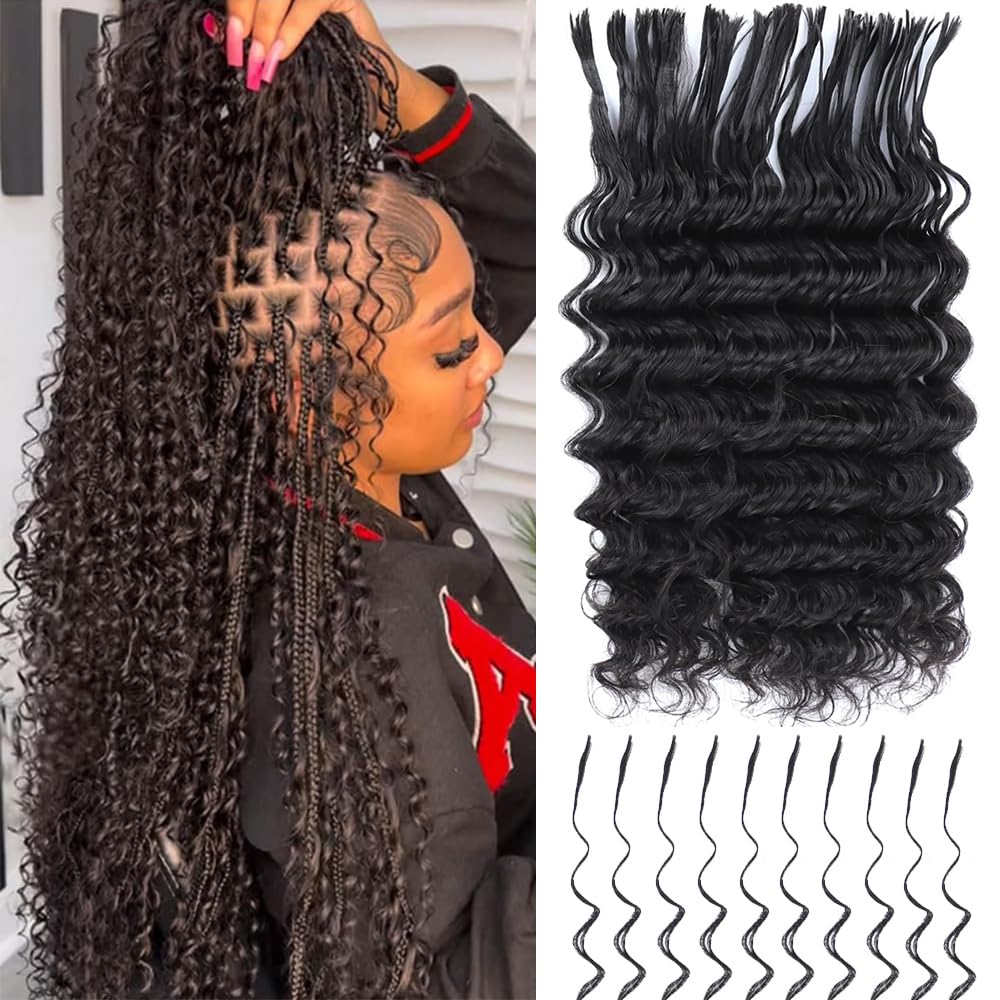 Ssawhair Pre-Divided Deep Wave Bulk Human Hair For Boho Braids Double Drawn Curly Virgin Human Hair Bulk For Braiding Hair Extensions 18Inch 50g