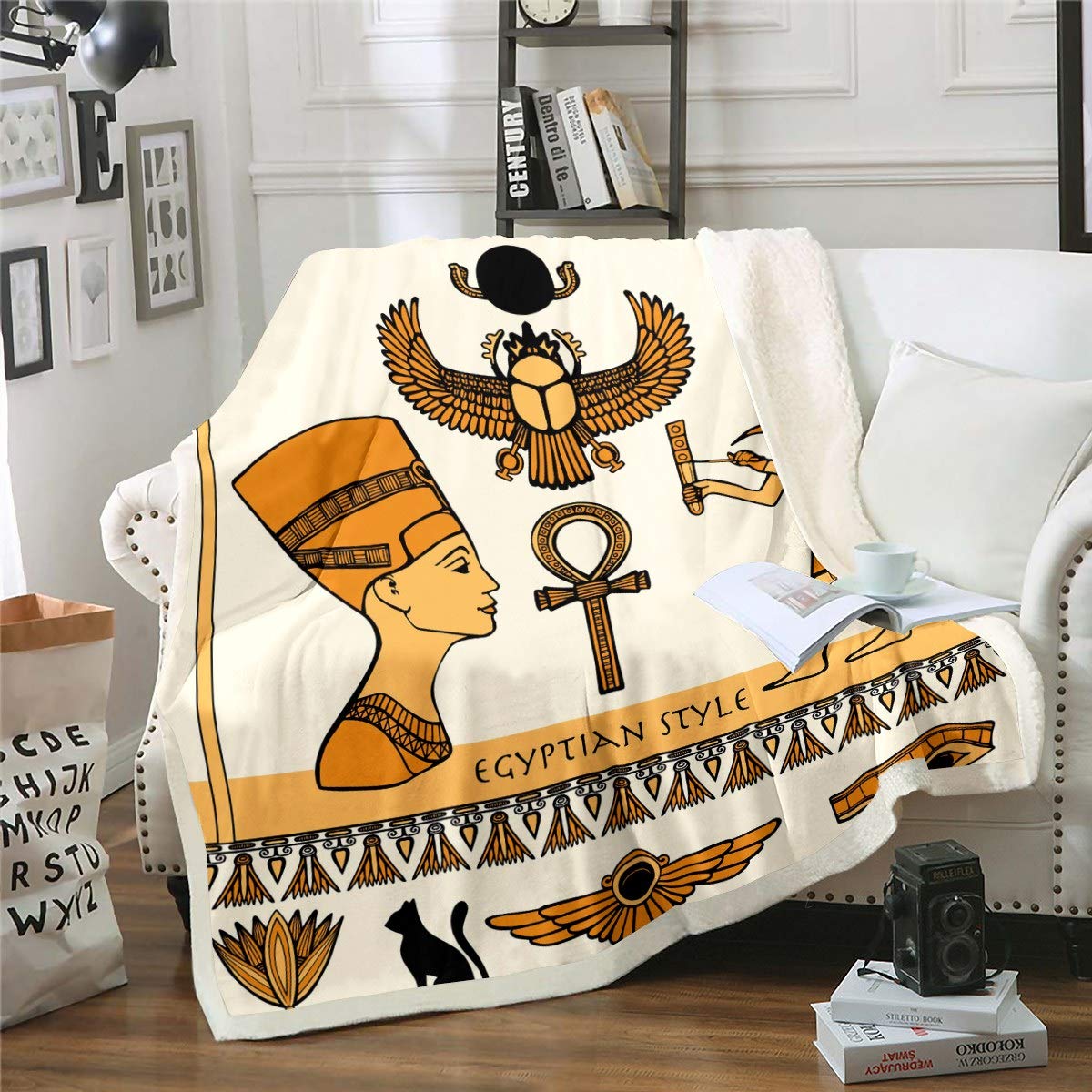 Coperta In Pile Con Motivo Antico Egitto – Morbida E Calda, Per Divano E Letto, Taglie Da Bambino A King, Stile Boho