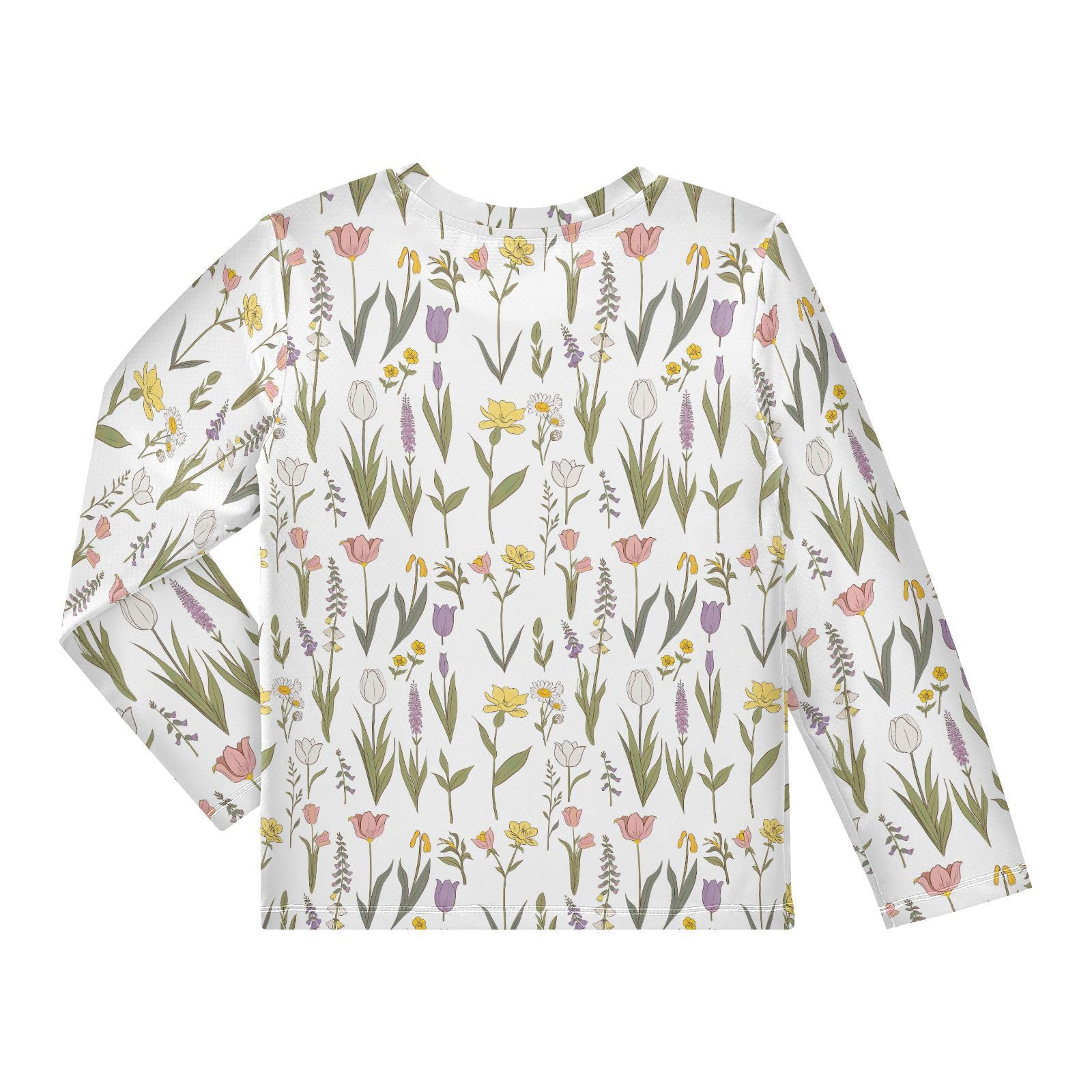 Spring Flower Pattern Boys Rash Guard Swim Shirts Long Sleeve UPF 50+ Quick Dry Sun Protection Shirt Swimwear Surf Tops for Toddler Kid Fishing Swimming Outdoor 9-10T Multicolor