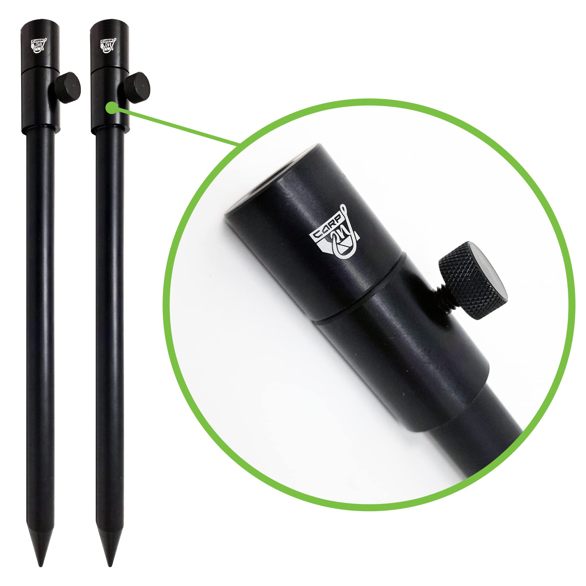 Drei Ruten Buzz Bar Set mit Banksticks - Eloxiertes, ausziehbares & Universalgewinde plus 600D Tragetasche - Alle Bissanzeiger und Butt Rests - Karpfenangeln und alle allgemeinen Arten [25-020