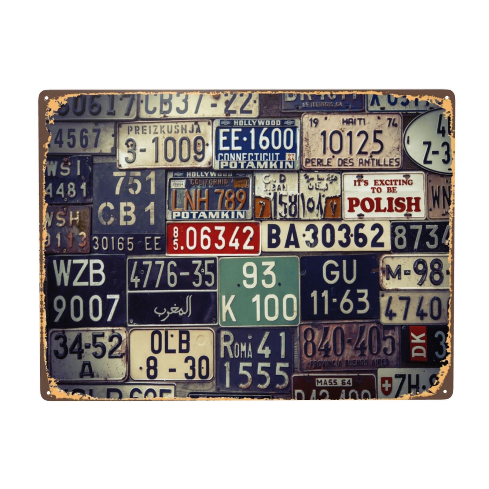 Homeoanimal Car Plate Numbers Tin Sign Vintage Plaque Metal Poster Wall Decor for Home Kitchen Garage Bar Pub Art Decor Wall Poster Gift 8X12 Inches