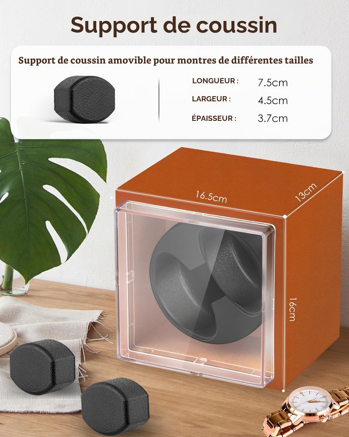 Mxmoonant Remontoir Automatique 2 Montres Bois Cuir 5 Modes Rotation