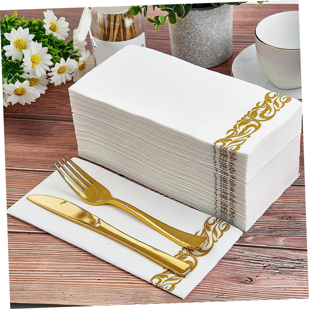 100piezas Servilletas de Papel Doradas Desechables Unidades para Bodas Cumpleaños Fiestas Servilletas de Cena para Invitados
