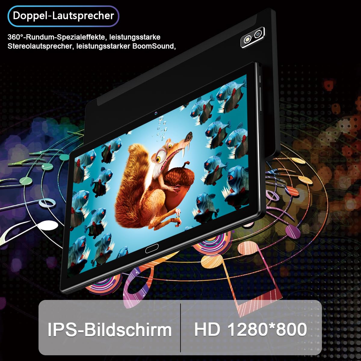 KADYBE Android 13 10 Inch Tablet 2 in 1 with 2 SIM 1 SD Slots, 64GB
