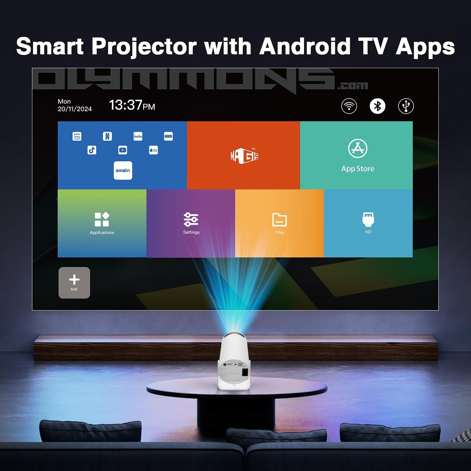 Mini Portable Projector with WiFi 6 and Bluetooth 5.0 Smart Projector 1080P Support Movie Projector 4K Decode Built-in Android 11.0 for Home Theater Compatible for Smartphone/Tablet/Laptop G4-Pro-P image 7 of 9 B0DX792YF8