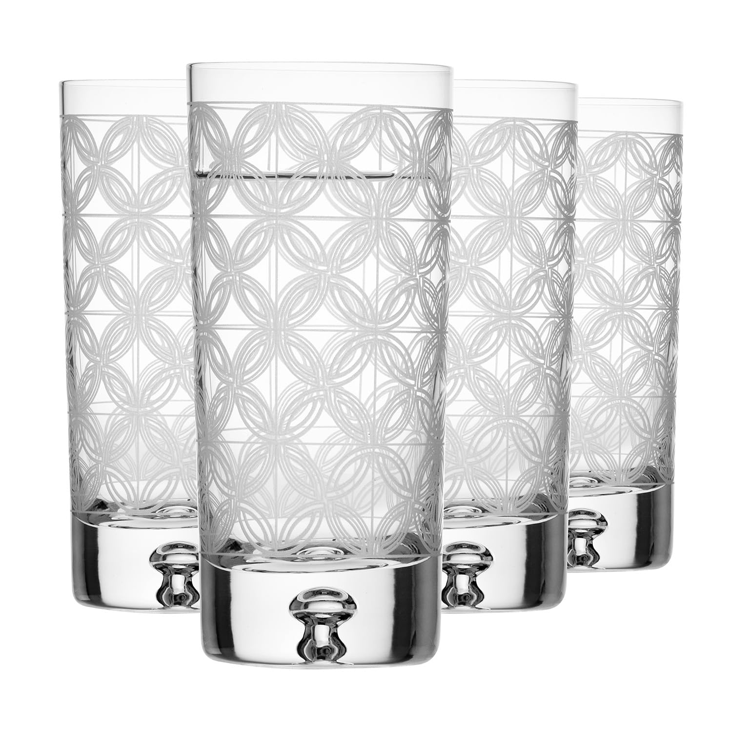 Krosno Water Glasses Set of 4-300 ml Handcrafted Cut Design -Crystal Drinking Tumblers for Juice and Cocktails - Saga Collection Gift Box