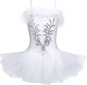 IEFIEL Vestido Lentejuelas De Danza Ballet Para Niña Maillot Con Falda