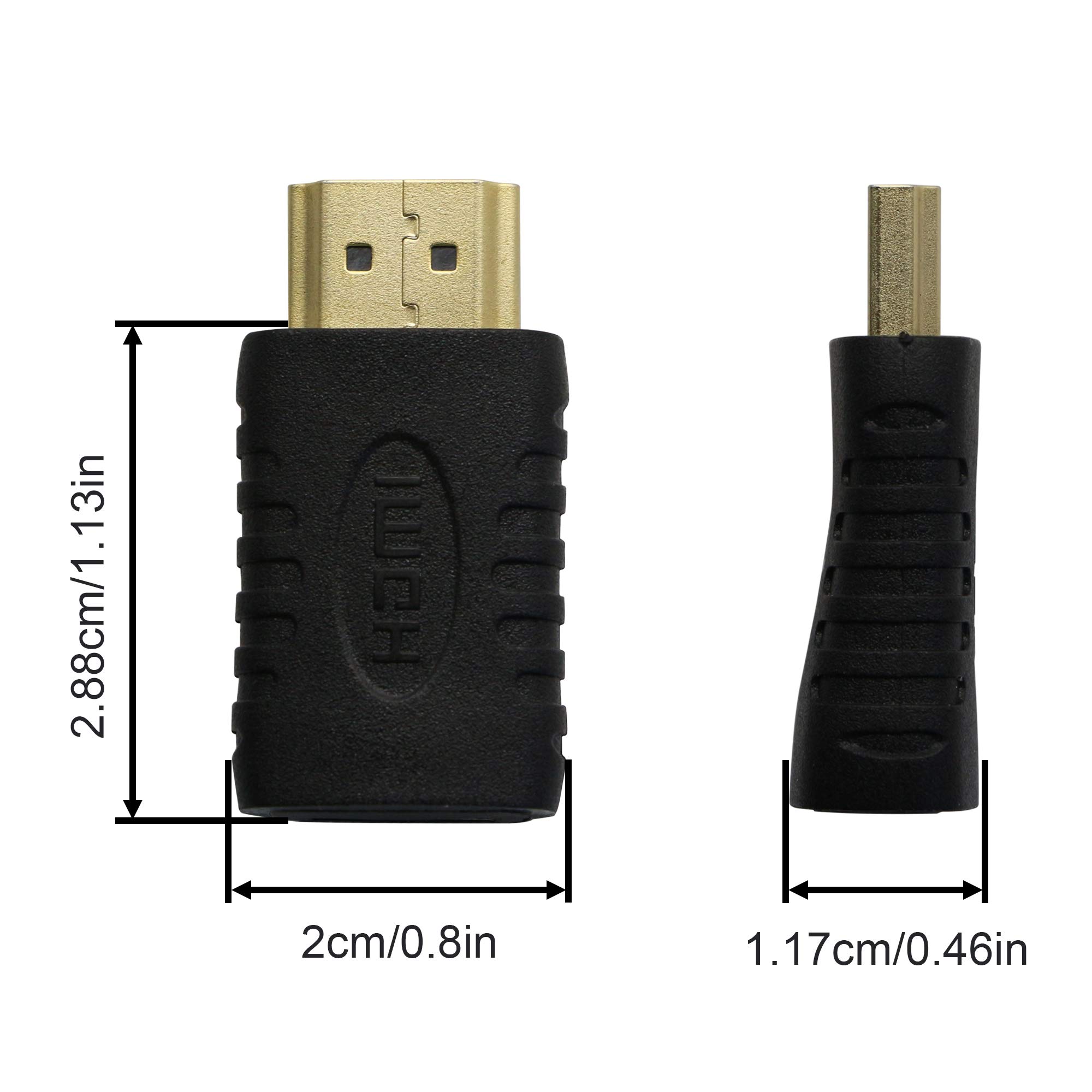 Twozoh Mini adattatore HDMI a HDMI 2 Pezzi, Mini HDMI Maschio a HDMI Femmina Cavo di estensione intrecciato supporto 3D 4K 1080p videocamera, scheda grafica, laptop, tablet, HDTV, proiettore