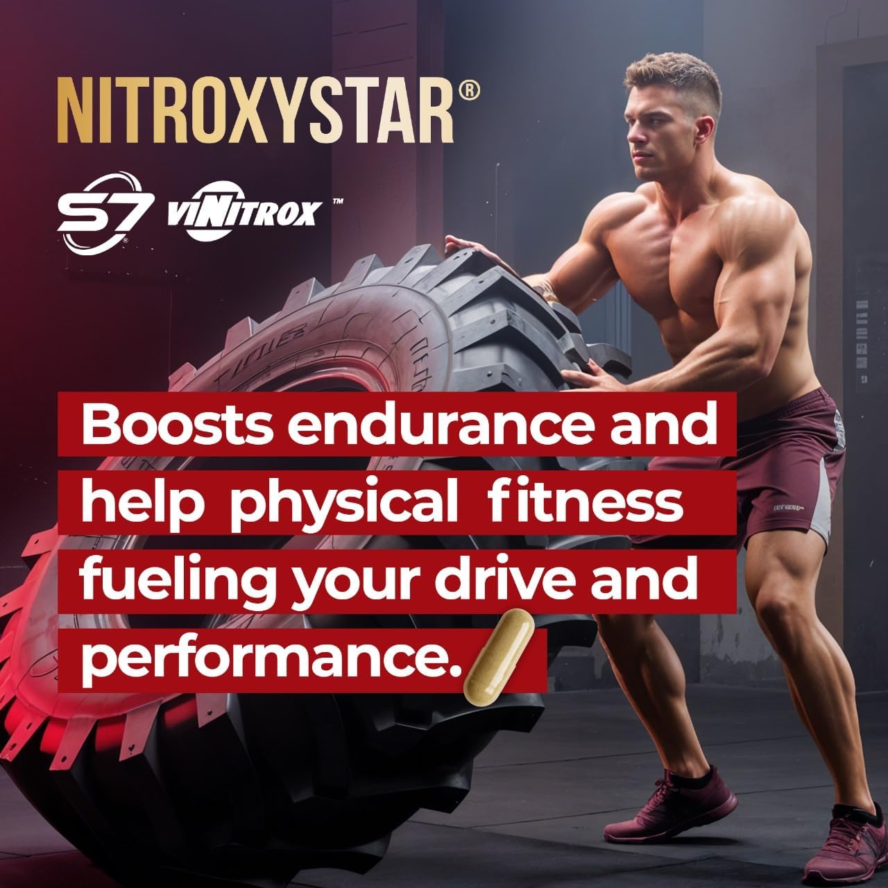 Nitroxystar Nitric Oxide Booster for Men & Women - Featuring S7® & ViNitrox™ - Blend with L-Arginine, L-Citrulline, Ginseng - Muscle Pump, Circulation, Endurance & Recovery Support - 30 Vegan Capsules