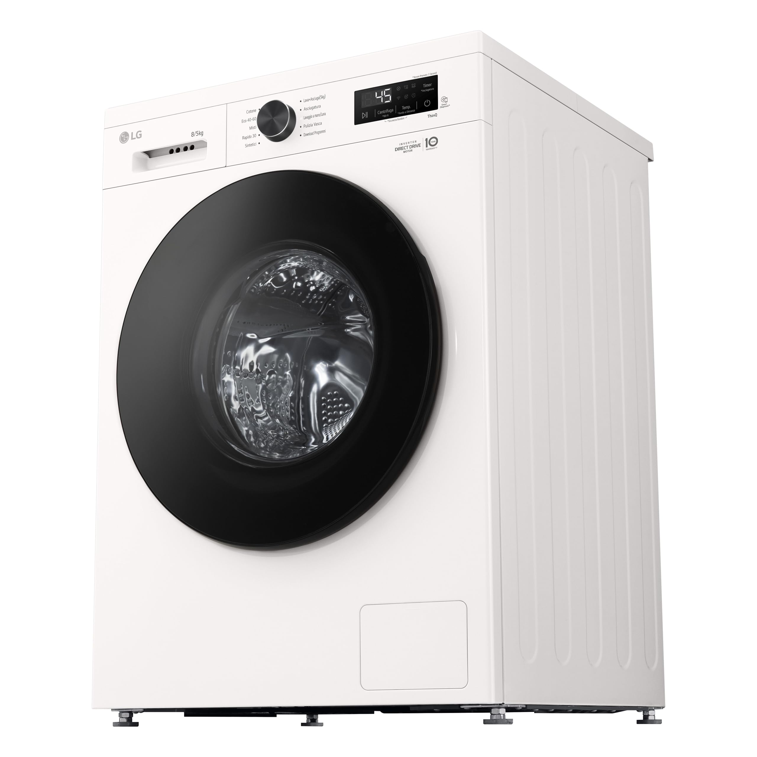 LG W4NX1085NWB Lavasciuga 8/5kg Serie X1, Lavatrice e Asciugatrice Insieme Classe A/E, 1400 Giri, Wi-Fi, Top Rimovibile, Vapore Allergy Care, Tecnologia 6 Motion Direct Drive, Bianca